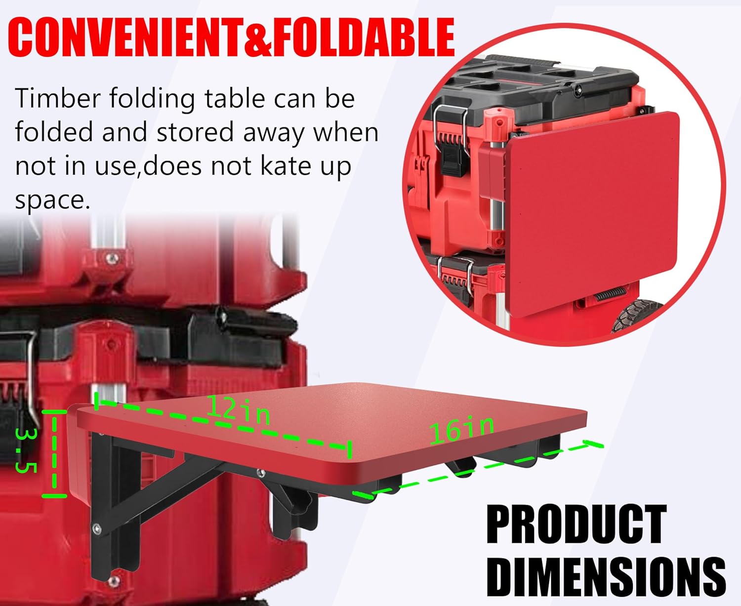 Folding Removable Table for Milwaukee Packout, Red B499