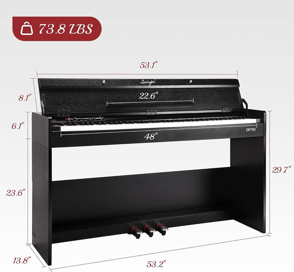 Lexington 88 Key Weighted Digital Piano with Hammer Action, Black Z626