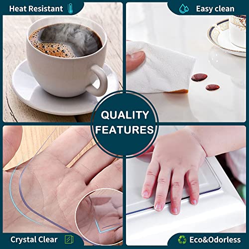 Thicken PVC Clear Table Cover Protector for Rectangle Dining Table, 28 inch L80082
