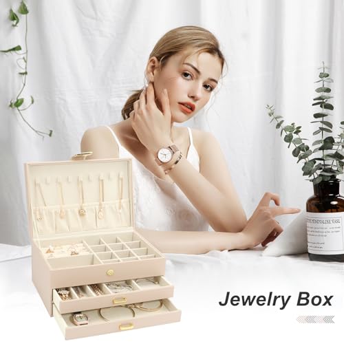 Jewelry Drawer Organizer, 6 in 1 Stackable Trays, 4 Drawers, White O634102