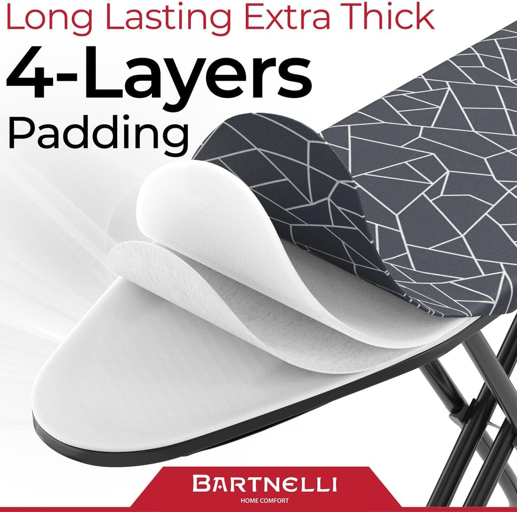 Bartnelli Ironing Board with Iron Rest, 13x43 Surface, Adjustable Height A4363