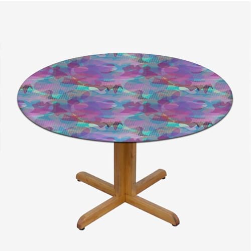 Multicolor Seamless Table Cloth for Round Tables Old Fashioned Scottish Tartan Country Style Wipe Clean Table Cover for Outdoor/Indoor Use Plaid Fits up 40"-44" Diameter Tables