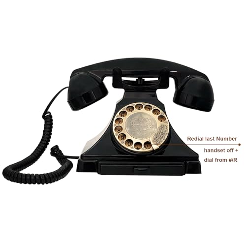 Retro Landline Telephone, Corded Antique Rotary Dial Phone for Home D804