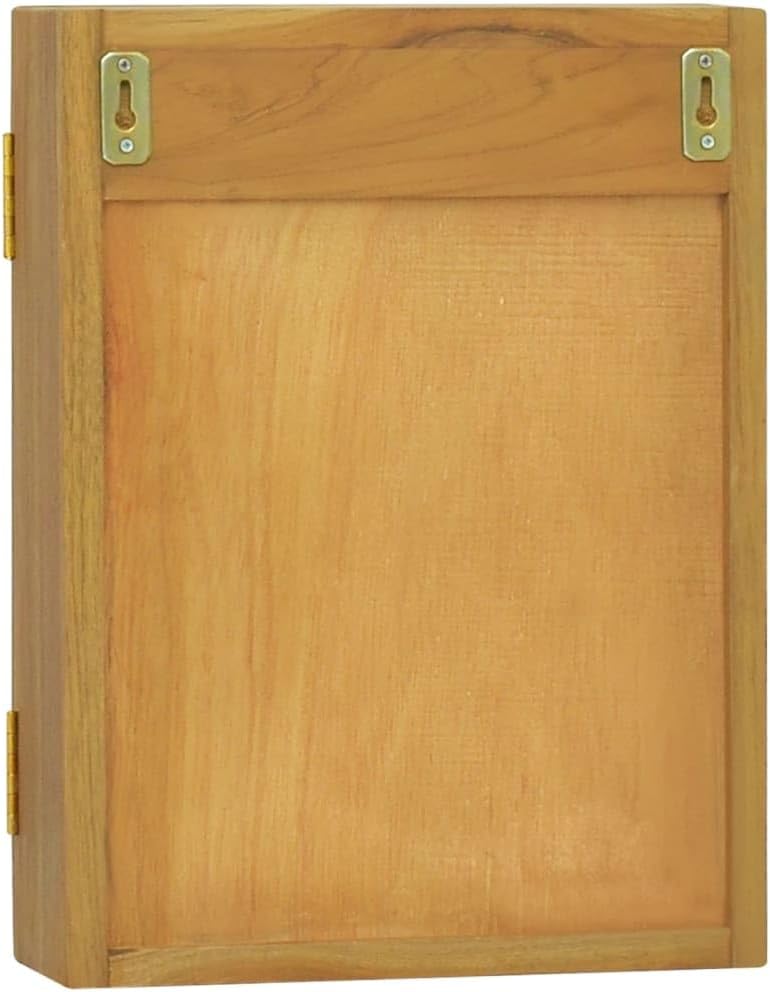 SecondBoy Natural Wood Grain Teak Wall Cabinet with Mirror Door N24854