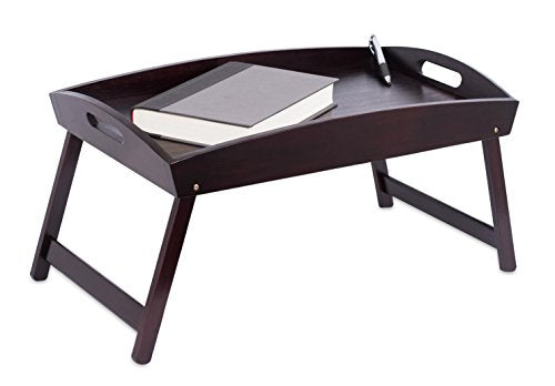 BirdRock Home Bamboo Bed Tray with Folding Legs, Walnut Q61664