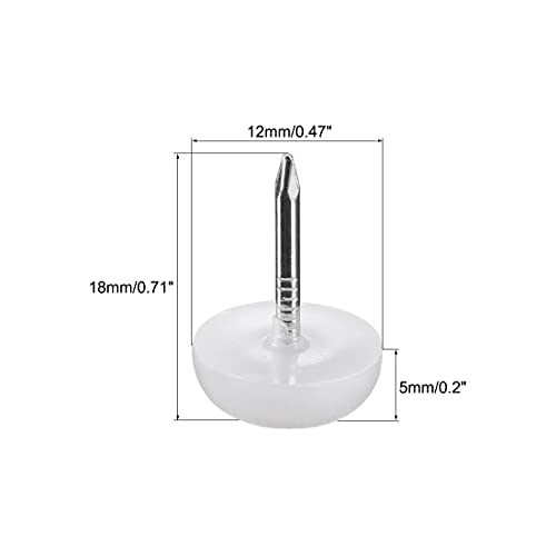 uxcell Furniture Feet Nail Plastic Glide Chair Table Leg Protector Pads 12mm White 60pcs A48483