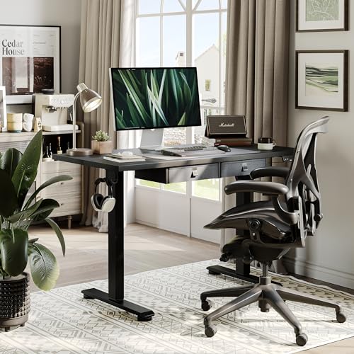 Standing Desk with 2 Drawers, Adjustable Height, White O451