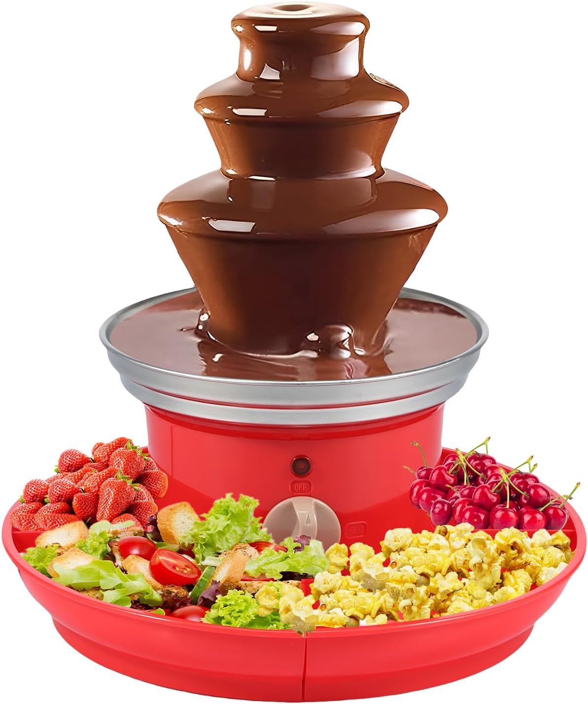 3 Tier Chocolate Fountain Machine, 17oz Electric Chocolate Fondue Fountain, Chocolate Melting Machine Fountain, Mini Chocolate Fountain Machine with Removal Serving Tray for Party Birthday Wedding