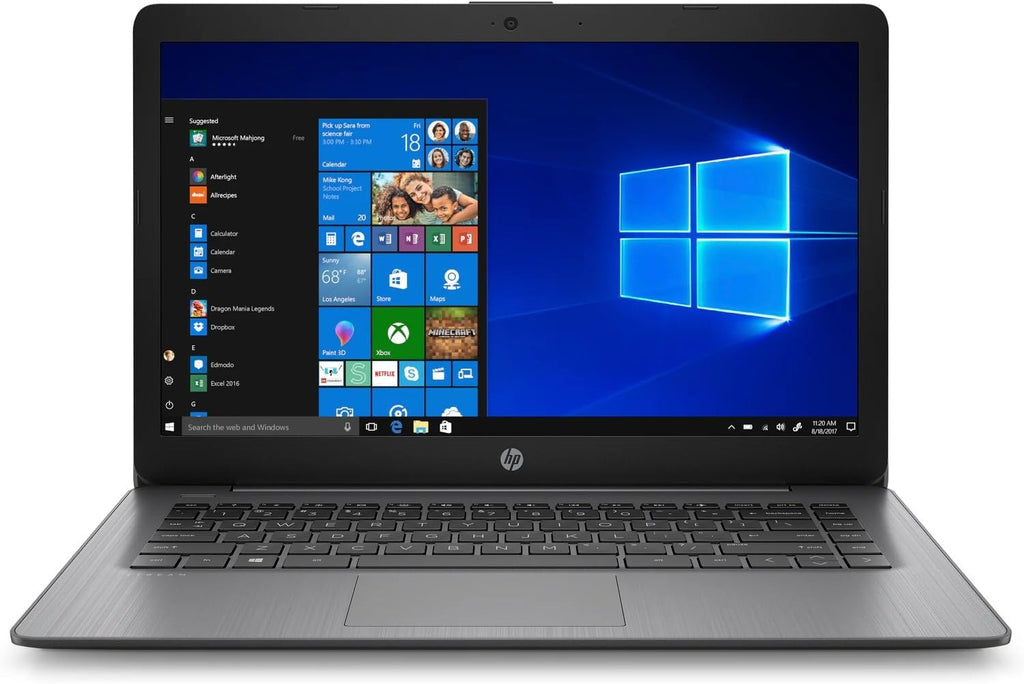 HP Stream 14 Inch HD Laptop Intel Celeron N4000 4GB DDR4 RAM 64GB eMMC Windows 11 Home, SD Card Reader, USB C, HDMI Port, 14-cb186nr, Brilliant Black Notebook (Renewed)
