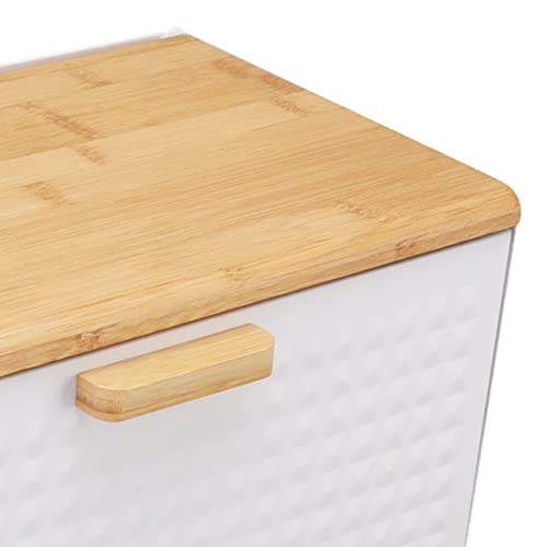 IUIBMI Wooden Bread Box Vintage Large Capacity with Lid White E681577