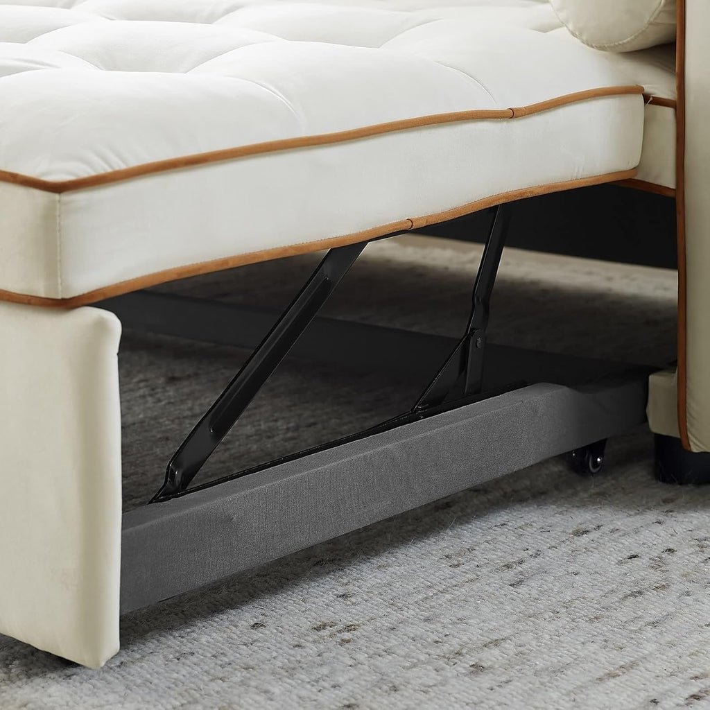 Modern 55.5" Pull Out Sleep Sofa Bed with Side Pockets, Beige K31338