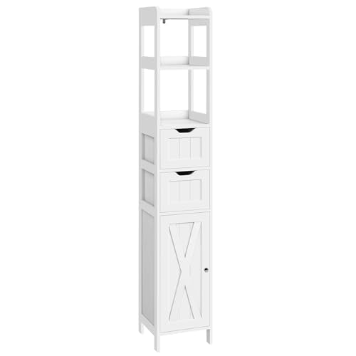 Bathroom Storage Cabinet with Door and Adjustable Shelf, White Q615