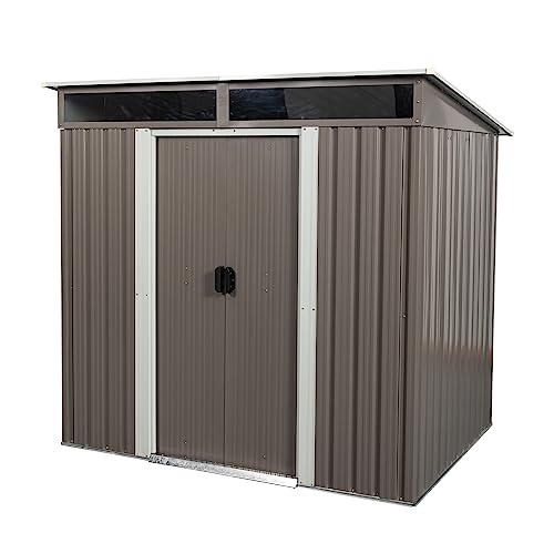 6FT x 5FT Metal Storage Shed with Lockable Door, Waterproof Roof, Gray F429740