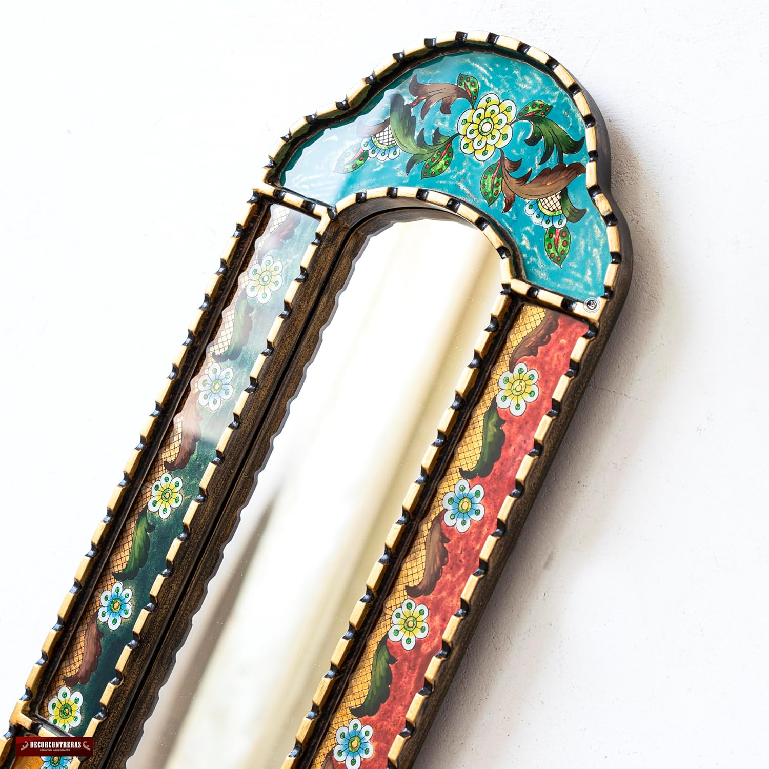 Peruvian Long Narrow Wall Mirror 35.8" Handmade Vintage Style M513799