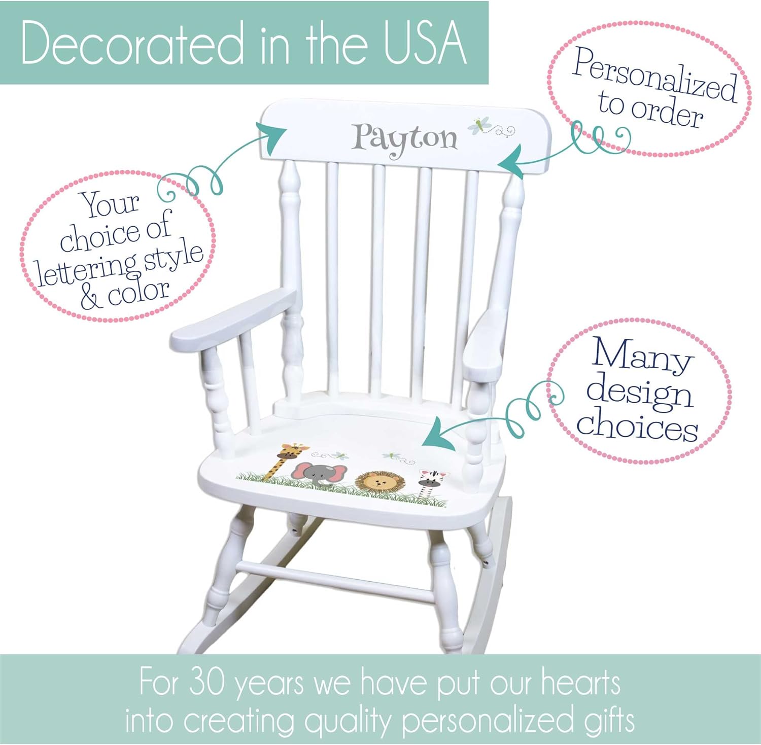Personalized Pink Puppy White Childrens Rocking Chair G80346