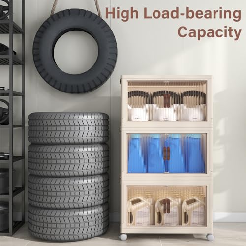 danpinera Storage Bins with Lids 65QT Stackable with Wheels, 3 Pack Y8681