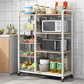 5-Tier Kitchen Bakers Rack with Storage Industrial Microwave Oven Stand with Shelves Free Standing Kitchen Utility Cart Storage Shelf Organizer Utility Storage Shelf for Home Office