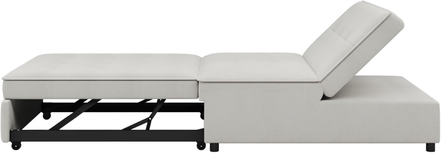 4-in-1 Convertible Sofa Bed with Adjustable Backrest and USB Port, White M282