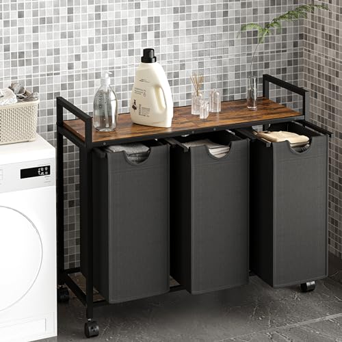 Laundry Sorter Cart with Wheels, 3 Removable Bags T56070
