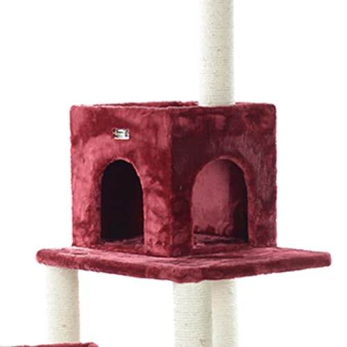 Armarkat Real Wood Cat Tower with Faux Fur Cat Condo, Burgundy D462
