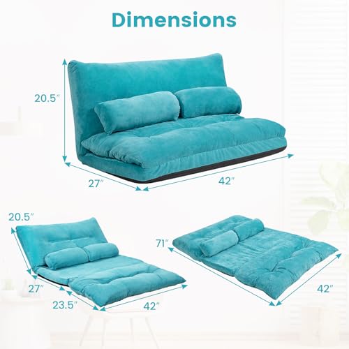 KOMFOTT Foldable Floor Lazy Sofa with 2 Pillows, 6-Position Adjustable, Beige G899