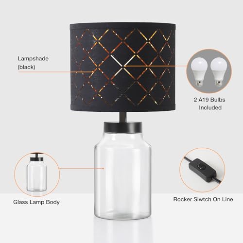 Fillable Table Lamp with Clear Glass Base and White Lampshade L2469