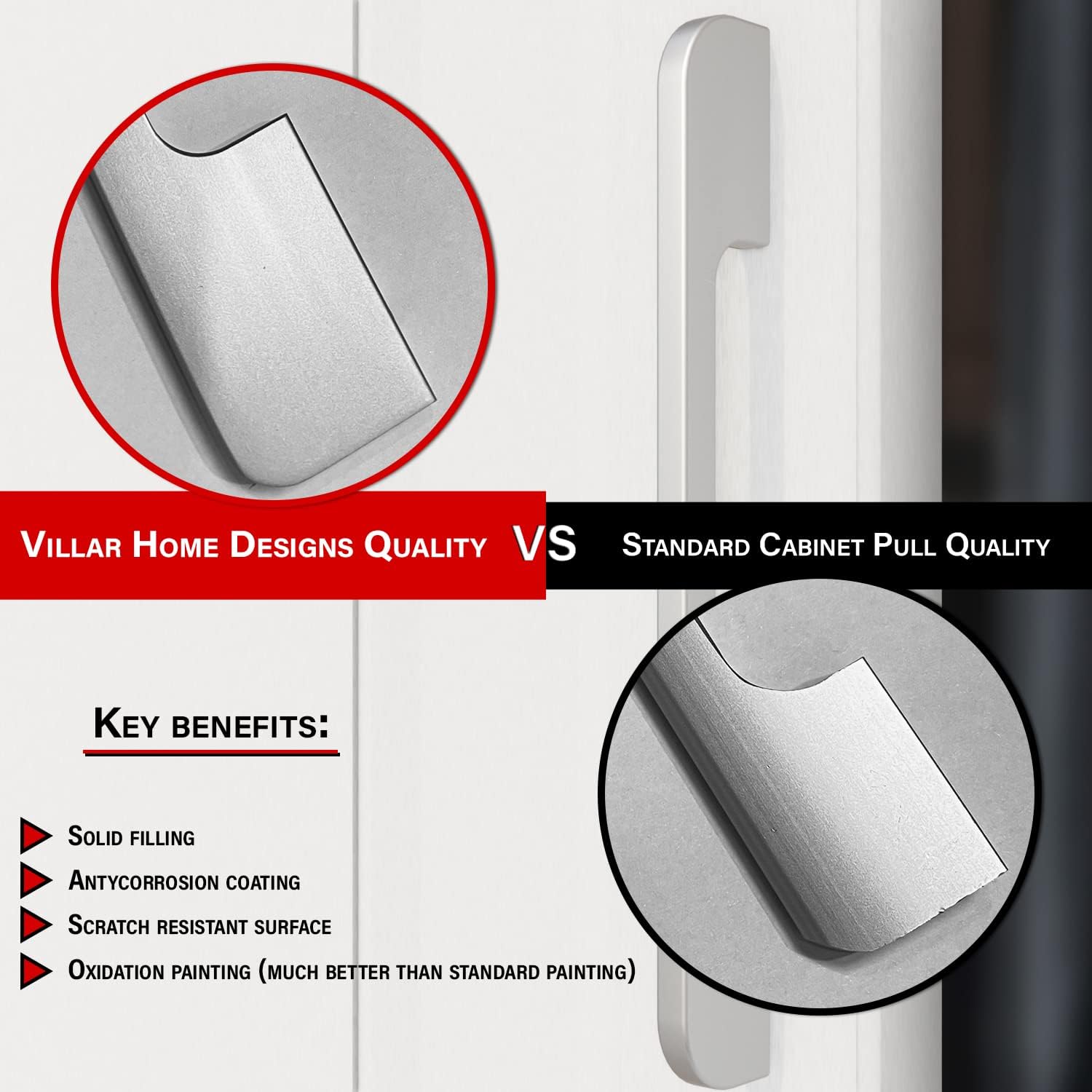 Solid Aluminum Cabinet Handles Modern Silver 45 Pack C36715