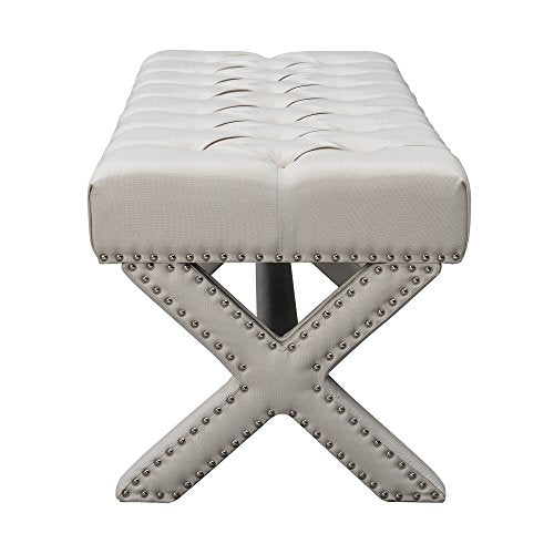 Inspired Home Dark Grey Velvet Bench with X-Legs Z47922