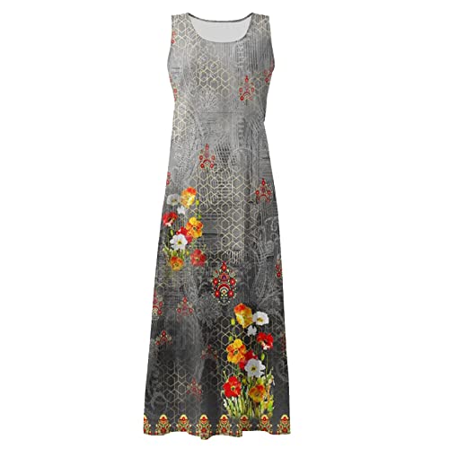 Casual Cotton Linen Sundress for Women with Pockets C94565