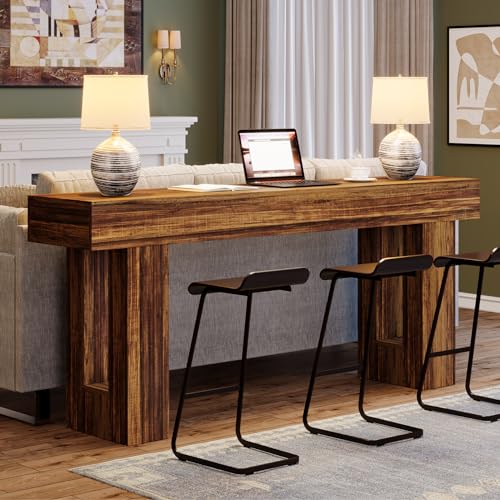 Tribesigns 63-Inch Console Table, Farmhouse Wooden Sofa Table, Rustic Brown V219
