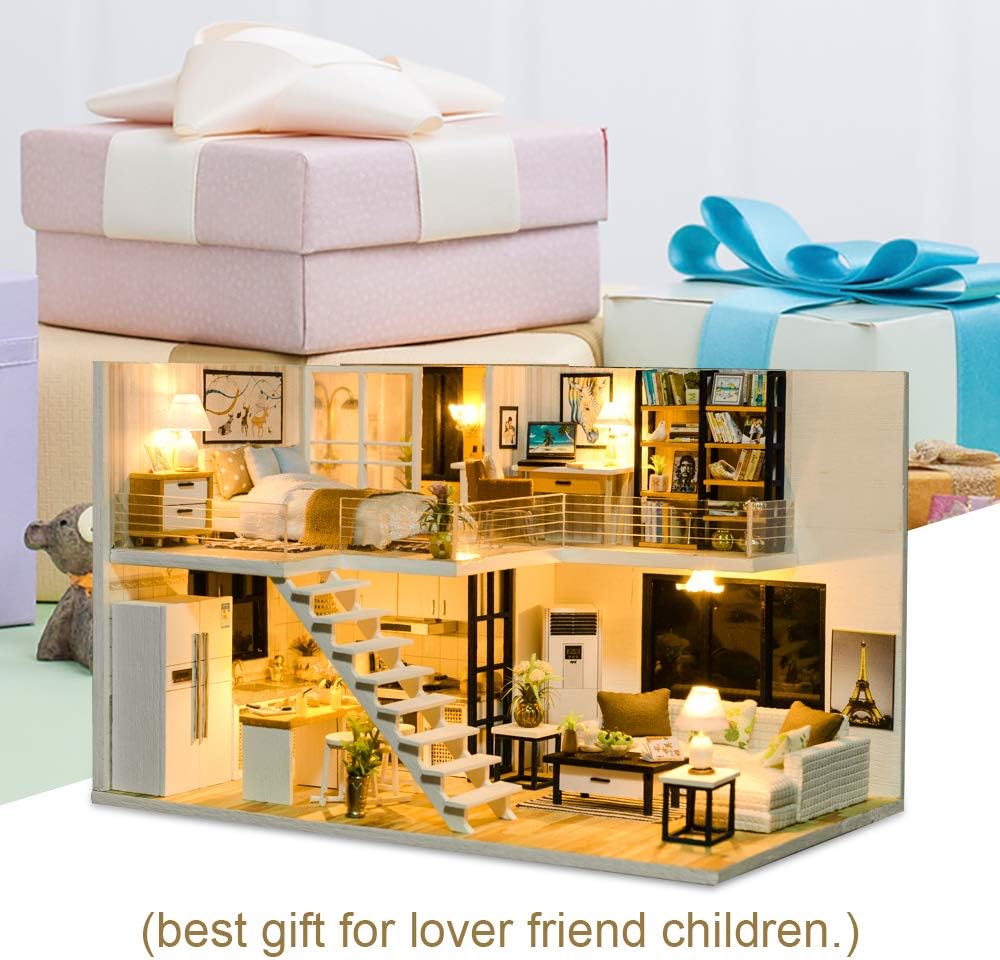CUTEBEE Dollhouse Miniature DIY Kit with Furniture, 1:24 Scale H1709