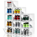 6 Pack Shoe Storage Box Clear Plastic Stackable, Shoe Box with Magnetic Door, Shoe Organizer and Shoe Containers for Sneaker Storage, Fit up to US Size 12(13.4"x 9.8"x 7.1")