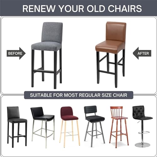 SearchI Waterproof PU Bar Stool Covers Set of 2, Removable Washable, for Kitchen Dining K417470