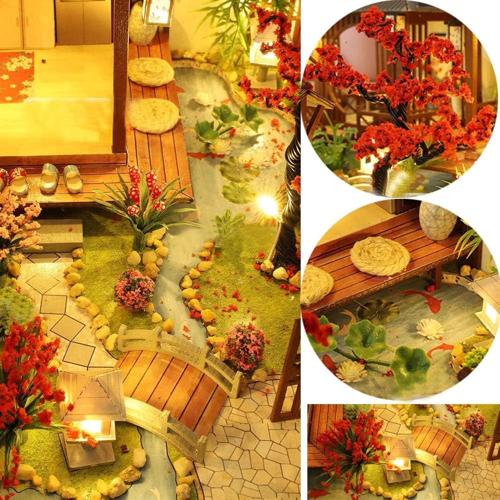 WYD Japanese-Style Wooden Dollhouse Kit with LED Light V95505
