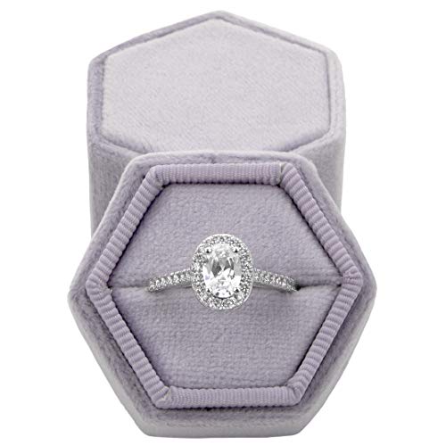 Koyal Wholesale Hexagon Velvet Wedding Ring Box, 1 Slot, Lilac Z195800
