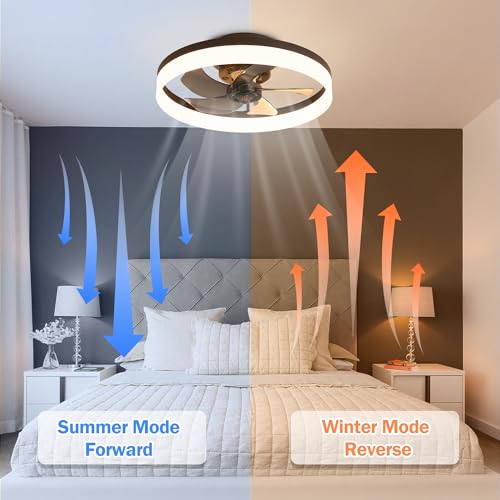 15.7" Ceiling Fan with Lights and Remote, Flush Mount for Bedroom Z9624