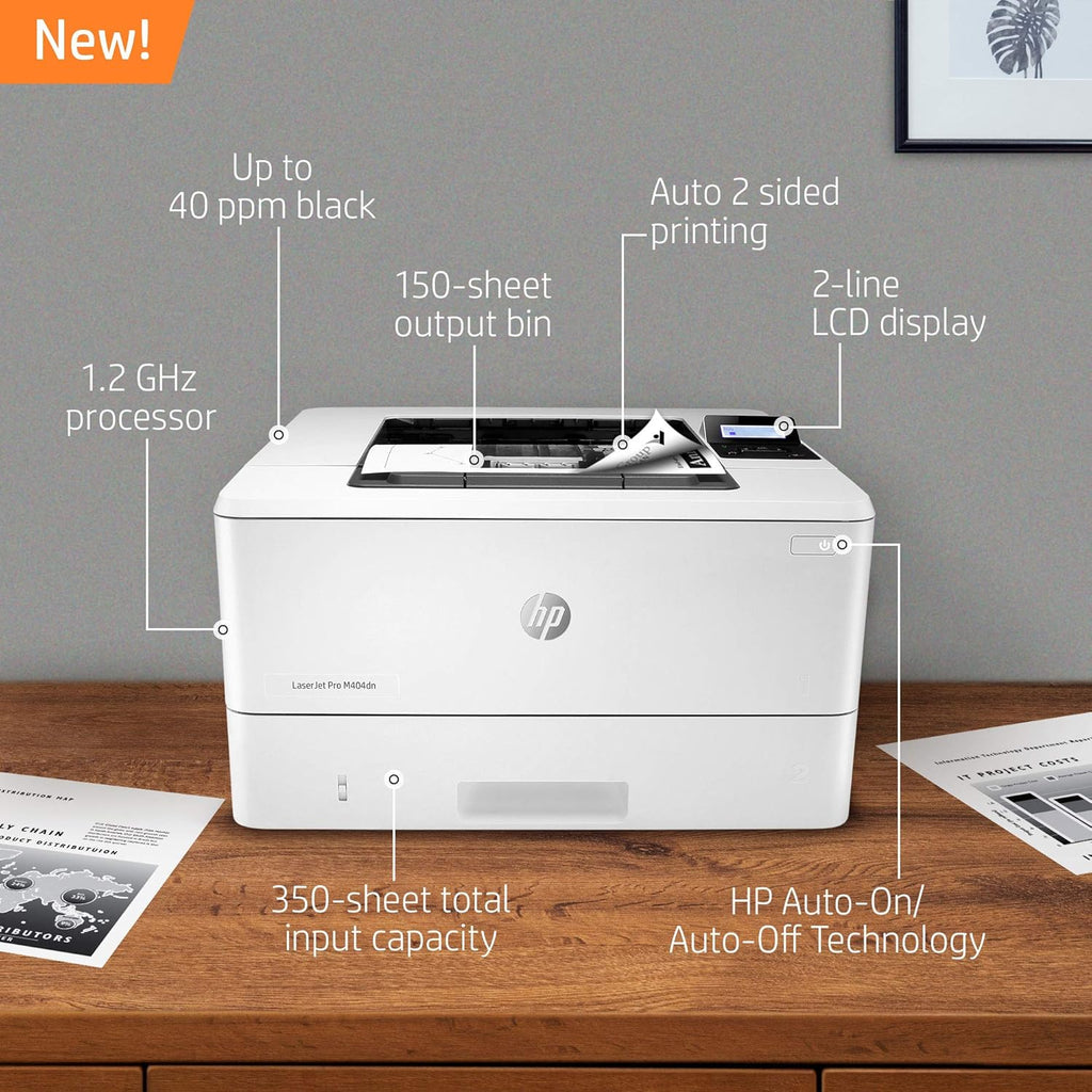 HP Laserjet Pro M404dn Monochrome Laser Printer with Ethernet & Double-Sided Printing (Renewed) V865834