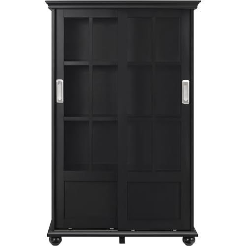 Ameriwood Home Aaron Lane Bookcase with Sliding Glass Doors, Red F651900