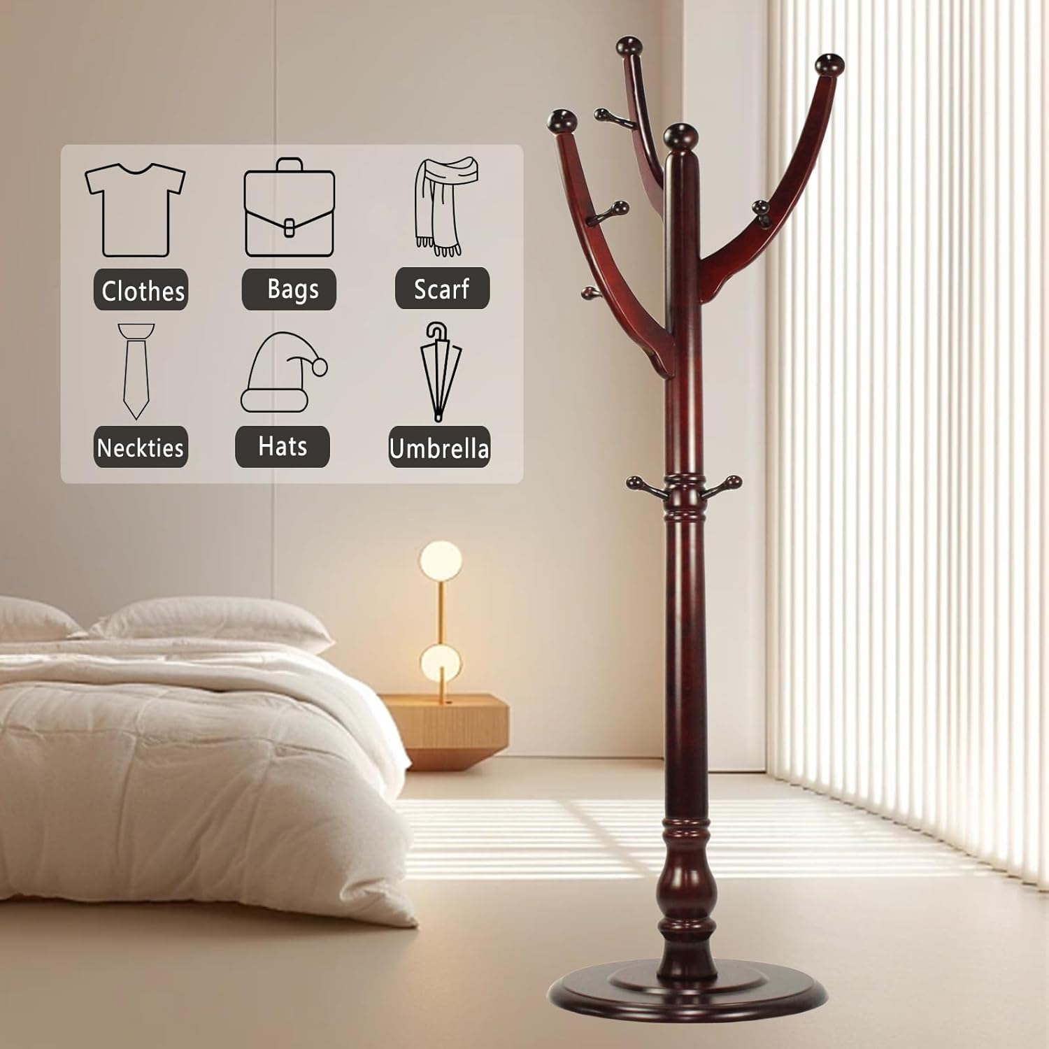 SEMIR Wood Coat Rack Freestanding with 11 Hooks E75161