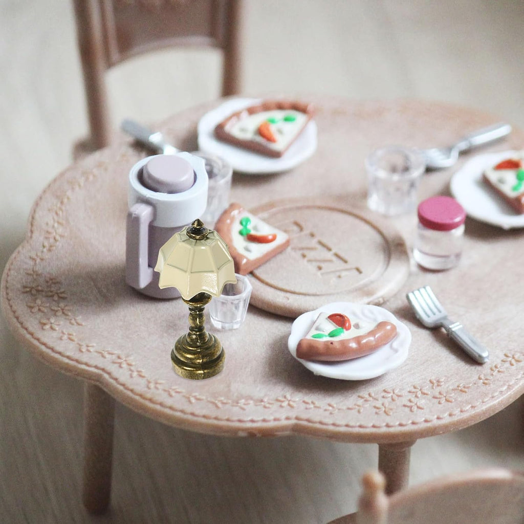 MAGICLULU Metal Table Lamp Dollhouse Miniature LED Lights 3pcs White Vintage Decor Y393226