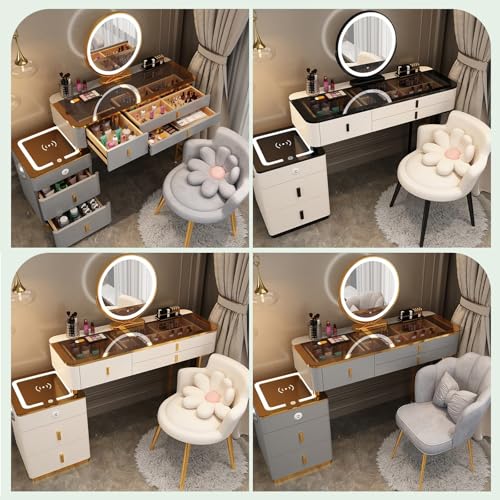 Vanity Mirror with Lights and Desk, Makeup Table Set with Stool D763