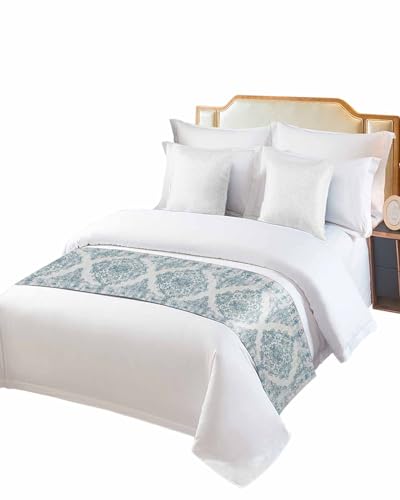 Boho Floral Teal Bed Runner Scarf King Size 94"x20" U372
