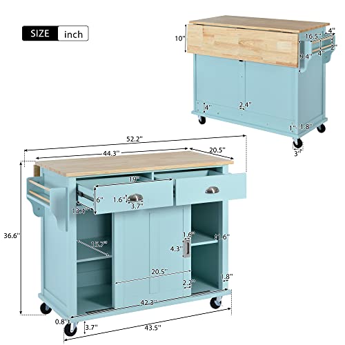 Kitchen Island Cart on Wheels with Drawers and Storage Cabinet, Black M163