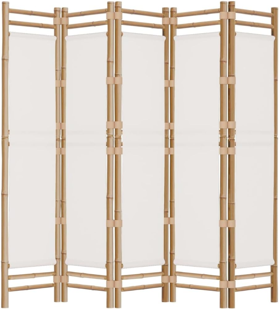 Bamboo 5-Panel Folding Room Divider Privacy Screen W102462