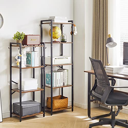 YMYNY 3 Tiers Bookcase, Industrial Metal Bookshelf with Side Fence, White P8903