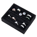 Small Jewelry Tray-Ring Organizer 2PCS Premium Velvet Rings Earrings Display Tray Storage Insert Holder for Jewelry Box, Drawer, Dresser (8 Slots, Black)