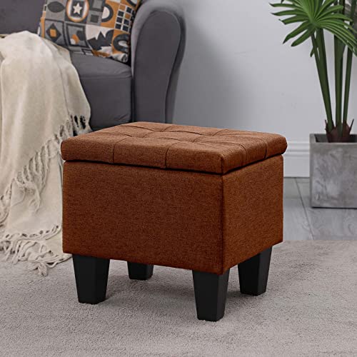 Large Storage Ottoman Folding Bench Set, 3 in 1 Upholstered Linen, Dark Blue L581