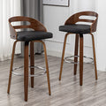 Bar Stools Set of 2, Swivel Bar Height Stools with Low Back, Wood Bar Chairs with Soft Cushion Seat, 24.6-Inch Seat Height (Black-1, 26" Counter Height)