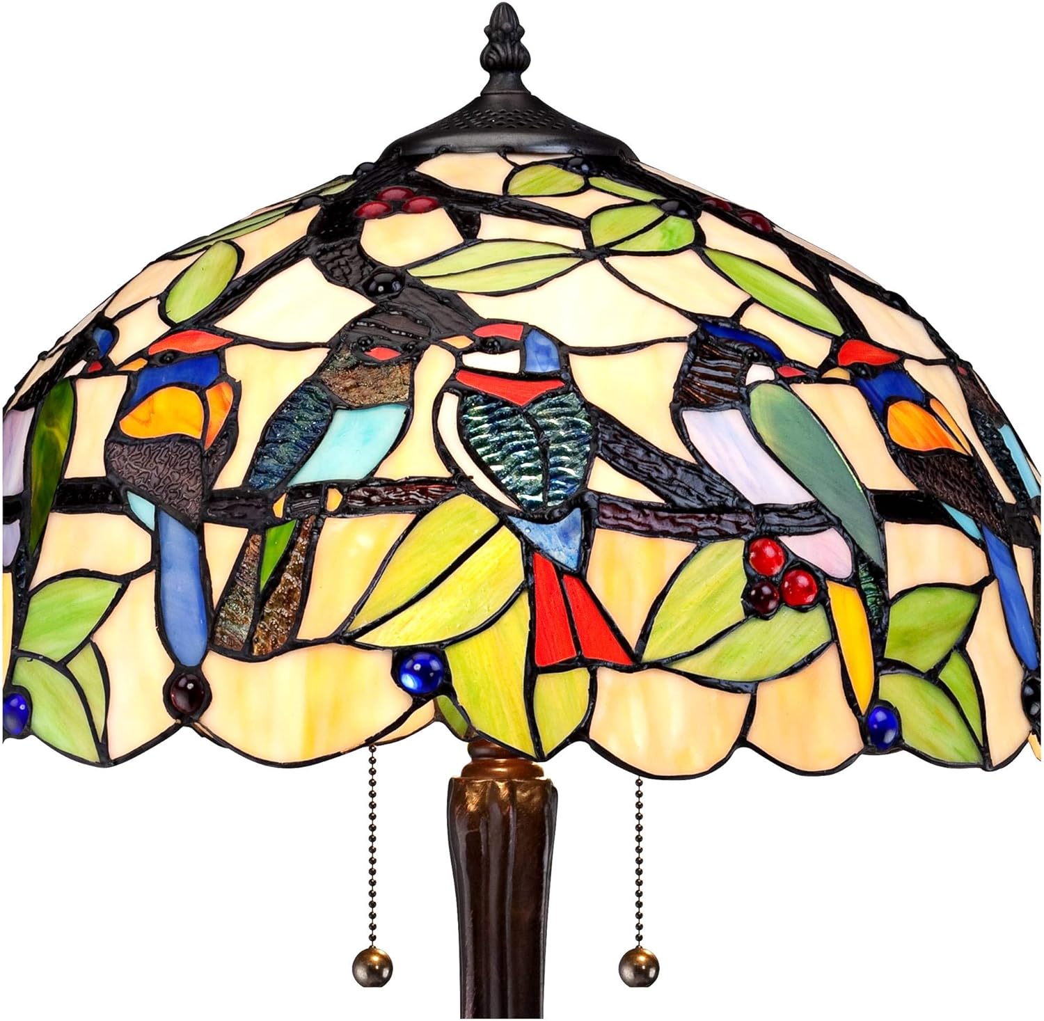 Robert Louis Tiffany Traditional Tiffany Style Table Lamp 24.75" Bronze Tropical Birds Stained Glass F3276