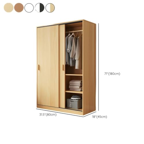 NIUYAO Solid Wood Wardrobe Closet with Sliding Door and Shelves V214937